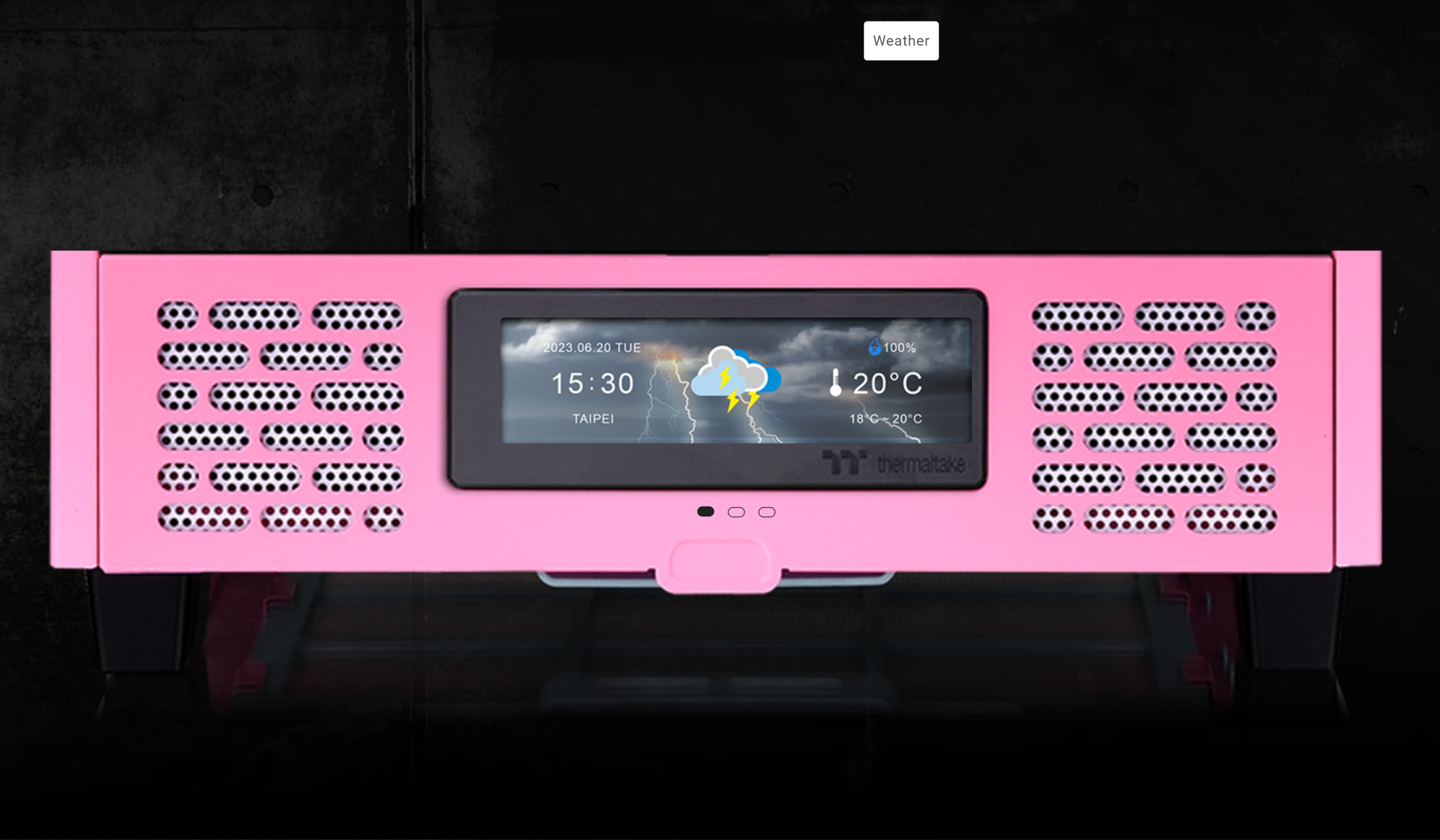 A large marketing image providing additional information about the product Thermaltake LCD Display Panel Kit for The Tower 200 (Bubble Pink) - Additional alt info not provided